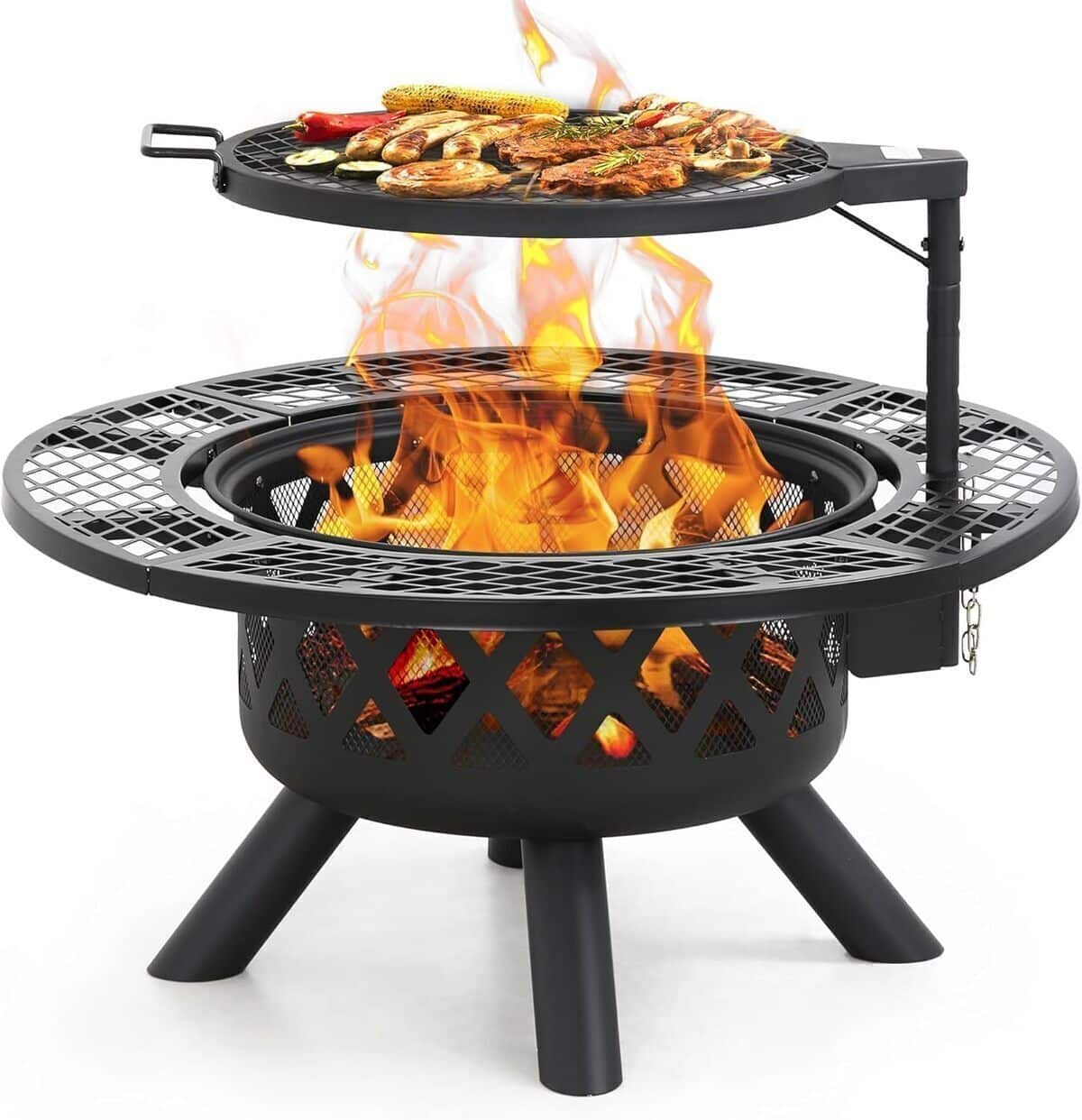 Test du foyer à bois BALI OUTDOORS : cheminée d'extérieur avec grille de cuisson