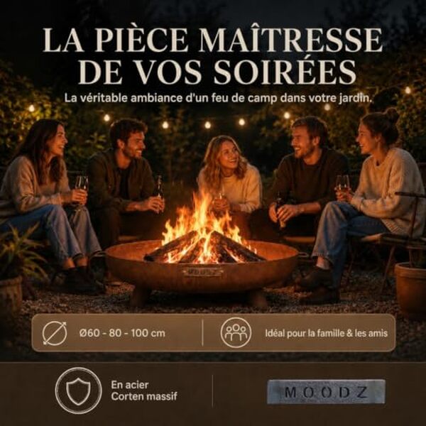 Découvrez notre test complet du brasero Moodz 80 cm : design épuré, performances thermiques et durabilité de l'acier corten pour votre jardin.