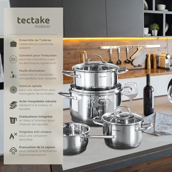 Découvrez notre test détaillé de la batterie de cuisine inox Tectake 7 pièces : qualité, performance et avis d'utilisateurs pour bien choisir.
