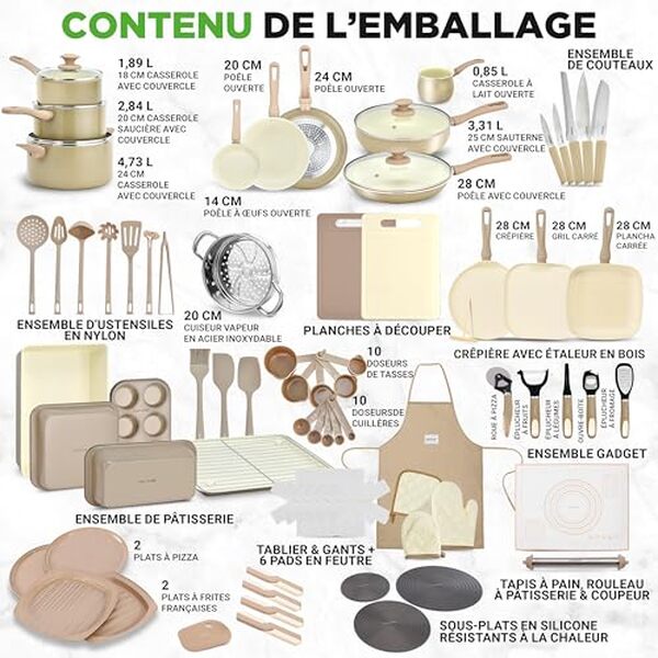 Découvrez notre avis complet sur la batterie NutriChef 75 pièces : casseroles antiadhésives performantes et ustensiles de cuisine pratiques pour tous vos besoins culinaires.