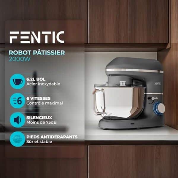 Découvrez notre test complet du robot pâtissier Fentic 2000W. Performances, avantages du bol inox et avis détaillé pour bien choisir votre robot de cuisine.