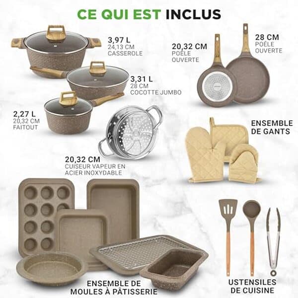 Découvrez notre test complet de la batterie de cuisine NutriChef 22 pièces antiadhésive : performances, qualité et durabilité pour votre cuisine.
