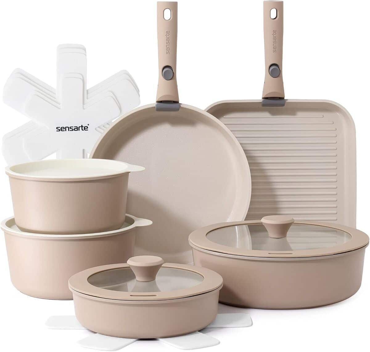 Test : batterie de cuisine Sensarte 17 pièces, revêtement céramique